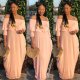 Leisure Plain Color Loose Fitting Off Shoulder Maxi Dress DH058