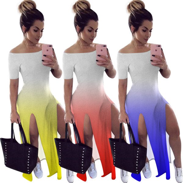 Gradient split dress NK114