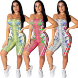 Floral Print Hot Sell Bodycon Dew Shoulder Women Jumpsuit R6185