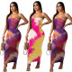Wholesale Price Bodycon Strapless Printing Dress ZH5069