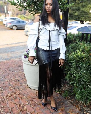 Fringe Skirt PU Leather Skirt DM8036