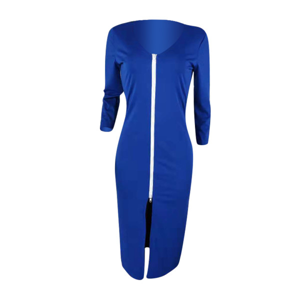 Wholesale Price Casual Long Solid Coat With Zipper YMT6044