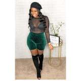 Fashionable Velvet Beading Bottom Winter Bodycon Shorts CCY8260