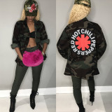 Fashion Letters Printe Plus Size Camouflage Coat M831