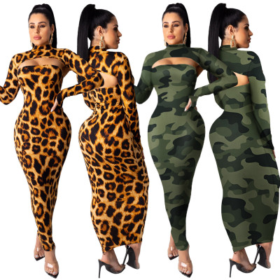 Covers Up Top Long Dress Stylish Printed Bodycon Sets SY8401
