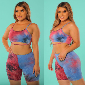 Women's cropped short camisole short pants suit S1731069-02