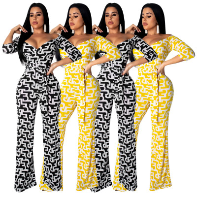 Fashion Casual Wide Leg Jumpsuits With Belts SDD9067