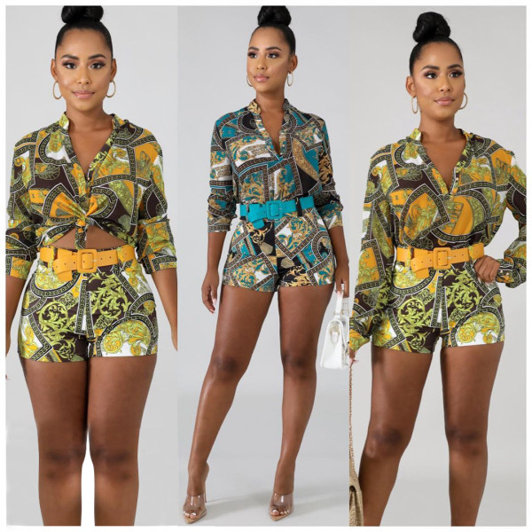 New Arrival Printing Two Pieces Shorts Suits For Daily Wear BLX7352