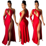Hot Sexy Red Clubwear High Split Maxi Dress ML7208