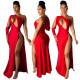 Hot Sexy Red Clubwear High Split Maxi Dress ML7208