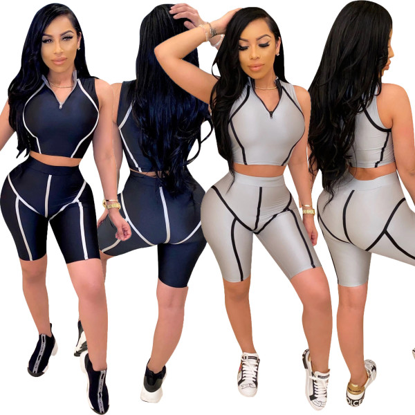 Splicing stand collar sports casual wear CM723
