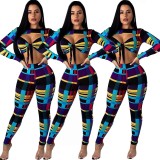 Sexy Colorful Print Skinny Sets E8165