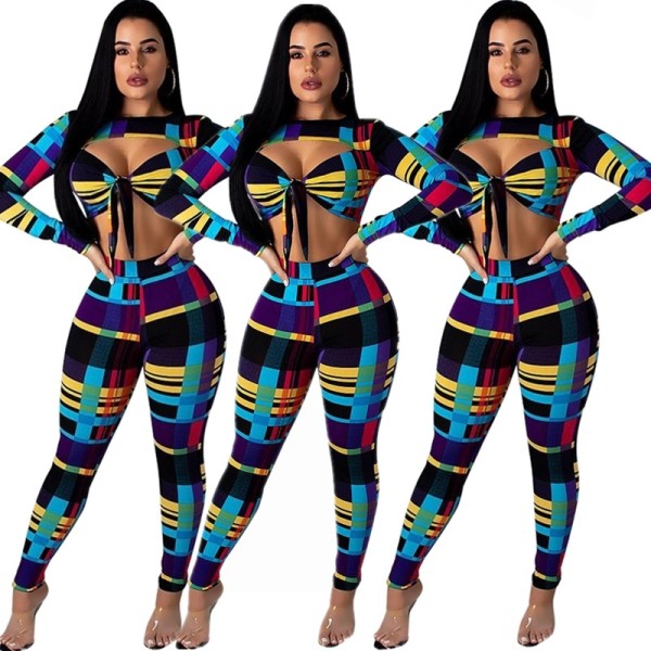 Sexy Colorful Print Skinny Sets E8165
