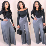 Hot Off Shoulder Undershirt Condole Belt Wide Leg Pants SMD6642