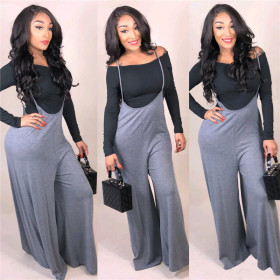 Hot Off Shoulder Undershirt Condole Belt Wide Leg Pants SMD6642