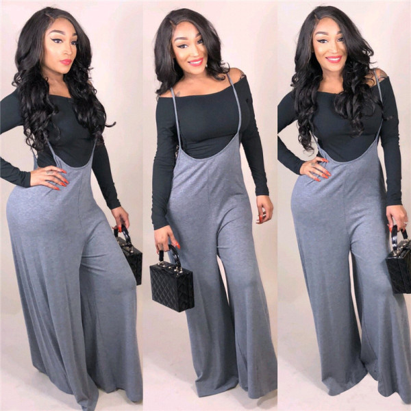 Hot Off Shoulder Undershirt Condole Belt Wide Leg Pants SMD6642
