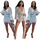 Glitter Sequin V Collar Women Party Sexy Flare Sleeve Mini Dress FH054