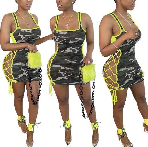 Camouflage dress with sexy straps DN8385