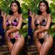 Leopard-print stitching bikini female two-piece swimsuit black and white straps MDF5144