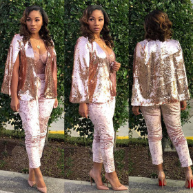 New Arrival Casual Solid Sequin Women Cloak W8149