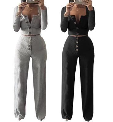 Fashion Women Crop Tops With Long Pants Knit 2 Pcs Sets K2525-1