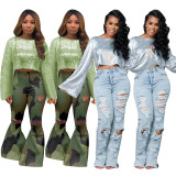Sequin Trendy Clothes Flares Sleeves Crop Top With Lining Q355