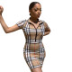 HOT-HOT Plaid sexy tight dress p8366