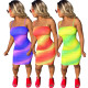 Women's summer fashion print pleated dress L0308