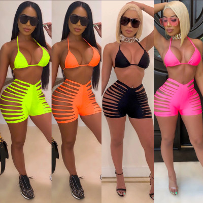 Womens sexy sling swimsuit two-piece burnt-out swimwear XZ3630