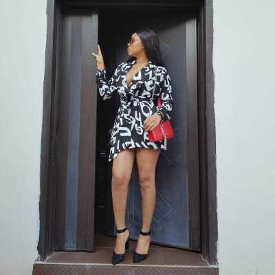 Mature Women Clubwear Letters Printing Dress With Belt W8121