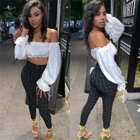 Bodycon Plaid Skinny Pants LS6304