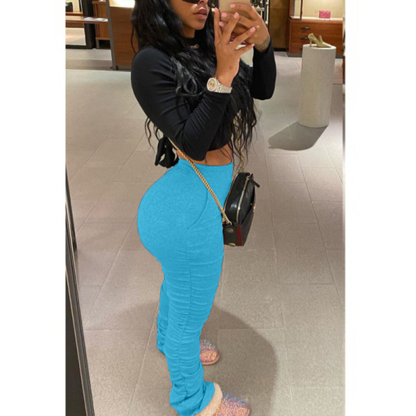 Solid temperament casual mid-waist hip elasticated leggings BK19048
