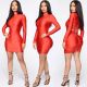 Unique Solid Color Long Sleeves Bodycon Pleated Dress YS302