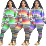 Womens fashion printed casual sports two-piece suit HHM6351