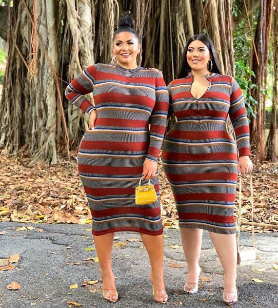 XL women's crater stripe print front and back two dresses AJ4081