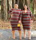 XL women's crater stripe print front and back two dresses AJ4081
