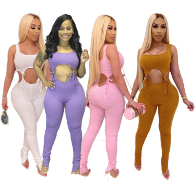 Explosive bandage sleeveless jumpsuit CY1223