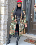 Plus Size Camouflage Printing Long Style Women Cardigan Coat SN3726