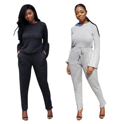 Flared Sleeve T-Shirt Elastic Waist Slinky Pants Leisure Outfits BLX5212