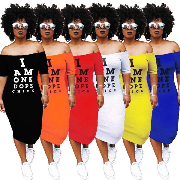 Euramerican Letter Printing A Word Shoulder Midi Wrap Dress YS181