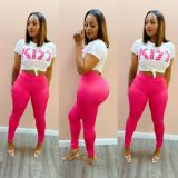 Hot sale short sleeve T-shirt slim trousers two-piece suit women B1962
