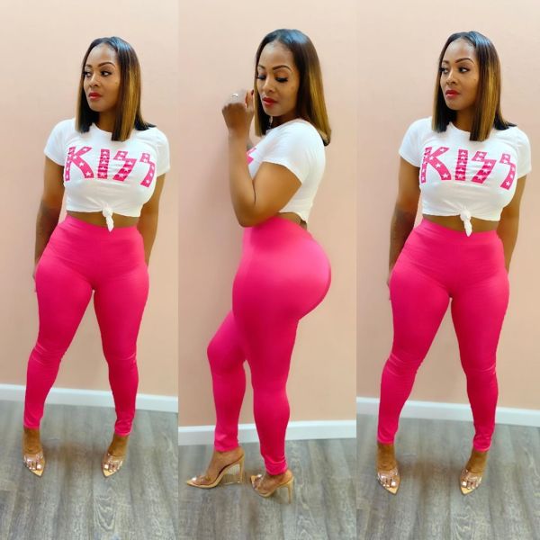 Hot sale short sleeve T-shirt slim trousers two-piece suit women B1962