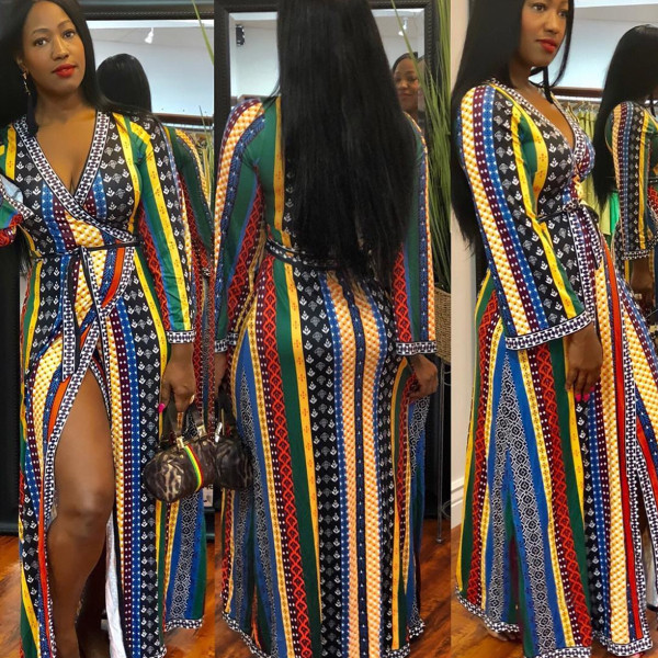 Print Floor Length Long Cardigan ALS055