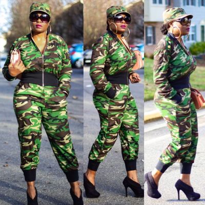 Online Sale Leisure Long Style 2 Pieces Camouflage Outfits S6190