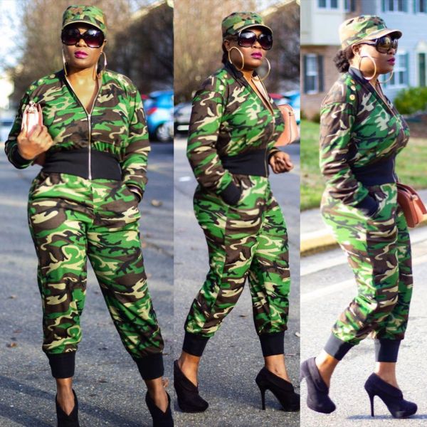Online Sale Leisure Long Style 2 Pieces Camouflage Outfits S6190