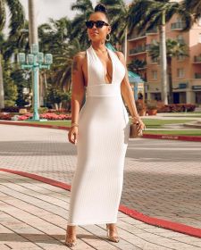 V Neck Backless Sexy Midi Bodycon Dress BS1031