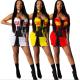 US Women's Sexy Dress Print Short Skirt Strap Music Festival AL080