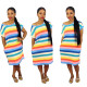 Colorful Stripe Women Leisure Blouse Dress SY8345