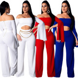 Wholesale Pure Color Spring Women Strapless Jumpsuit XZ2108