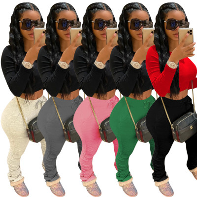Solid color cotton pleated sports trousers QM4000